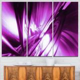 Design Art 3D Abstract Art Purple Fractal - 3 Piece Graphic Art on Wrapped Canvas Set Canvas in Indigo, Size 28.0 H x 36.0 W x 1.0 D in | Wayfair