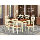 Darby Home Co Bellar 7 Piece Butterfly Leaf Rubberwood Solid Wood Dining Set Wood in White, Size 30.0 H in | Wayfair DABY5571 39638887