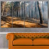 Design Art 'Fire in Forest w/ Flame & Smoke' 4 Piece Photographic Print on Wrapped Canvas Set Canvas in Brown/Green, Size 28.0 H x 48.0 W x 1.0 D in
