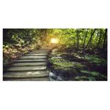 Design Art Misty Journey Ahead - Wrapped Canvas Photograph Print Metal in Green, Size 16.0 H x 32.0 W x 1.0 D in | Wayfair PT9547-32-16