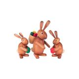 The Holiday Aisle® 3 Piece Dregeno Easter Rabbit Family Ornament Set Wood in Brown/Green/Red, Size 7.25 H in | Wayfair THLA5961 40242830