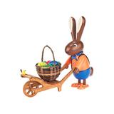 The Holiday Aisle® Dregeno Easter Rabbit Wheelbarrow Wood in Brown/Orange, Size 11.0 H x 9.25 W x 3.25 D in | Wayfair THLA5907 40242771