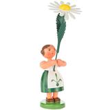 The Holiday Aisle® Dregeno Easter Daisy Flower Girl Figurine Wood in Brown/Green/Yellow, Size 4.5 H x 1.25 W x 1.25 D in | Wayfair