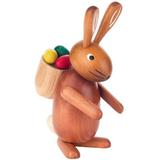 The Holiday Aisle® Dregeno Easter Rabbit w/ Egg Basket Wood in Brown/Green/Yellow, Size 7.0 H x 3.0 W x 5.0 D in | Wayfair THLA6079 40242949