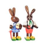 The Holiday Aisle® 2 Piece Dregeno Easter Rabbit Couple w/ Spring Time Attire Ornament Set Wood in Blue/Brown/Green | Wayfair THLA6129 40242999