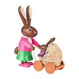 The Holiday Aisle® Dregeno Easter Rabbit Mother Wood in Brown/Green/Pink, Size 9.25 H x 9.0 W x 3.0 D in | Wayfair THLA6198 40243069