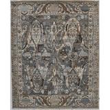 Exquisite Rugs Jurassic Oriental Hand-Knotted Wool Gray/Light Area Rug Wool in Blue, Size 96.0 W x 0.4 D in | Wayfair 3799-80A0