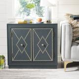 Everly Quinn Studded 2 - Door Accent Cabinet Wood in Green, Size 29.0 H x 31.88 W x 16.0 D in | Wayfair EYQN6069 44500522