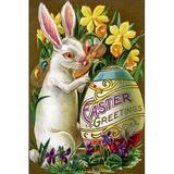 Buyenlarge 'Easter Greetings' Graphic Art in Green/Indigo/Yellow, Size 42.0 H x 28.0 W x 1.5 D in | Wayfair 0-587-22949-7C2842