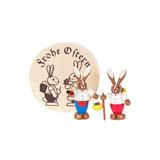 The Holiday Aisle® 3 Piece Dregeno Easter Rabbit Couple Set Wood in Blue/Brown/Yellow | Wayfair THLA6521 40243410