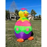 BZB Goods Lighted Easter Inflatable Baby Chick & Egg Indoor/Outdoor Decoration Polyester in Green/Red/Yellow, Size 48.0 H x 30.0 W x 27.5 D in