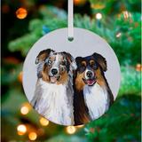 GreenBox Art Personalized Best Friend Border Collies Hanging Figurine Ornament Ceramic/Porcelain in Gray, Size 3.0 H x 3.0 W x 0.125 D in | Wayfair