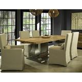 Gracie Oaks Sunikka Solid Wood Dining Table Wood in Brown/Gray, Size 30.5 H x 102.75 W x 43.31 D in | Wayfair GRKS7512 42233941