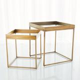 Studio A Home Perfect Glass Tray Top Frame Nesting Tables Glass/Metal in Yellow, Size 24.5 H x 22.0 W x 22.0 D in | Wayfair 7.90781