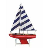 Handcrafted Nautical Decor It Floats Model Sailboat Wood in Red/Blue, Size 12.0 H x 8.0 W x 2.0 D in | Wayfair itfloats12-105
