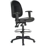 Harwick Furniture High-Back Ergonomic Genuine Leather Drafting Chair Upholstered in Black, Size 36.0 H x 25.0 W x 25.0 D in | Wayfair 6058C-D-L