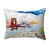 Betsy Drake Interiors Dock & Shrimp Boat Indoor/Outdoor Lumbar Pillow Polyester/Polyfill blend in Blue/Brown | Wayfair NC488