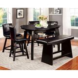Dinner Table - Hokku Designs Lawrence 6 Piece Counter Height Breakfast Nook Dining Set, Wood/Upholstered Chairs/Solid Wood, Black, Medium
