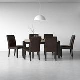 Hokku Designs Dornan 7 Piece Dining Set Wood/Upholstered Chairs in Brown/White, Size 30.25 H in | Wayfair 2EBF1A45B29F48FBADD7DF5AC8288BF9