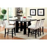 Wade Logan® Mcwhorter 7 - Person Counter Height Dining Set Wood/Glass/Upholstered Chairs in Black/Brown/Red, Size 36.0 H in | Wayfair