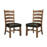 Loon Peak® Breedenjr Side Chair Faux Leather/Wood/Upholstered in Brown/Green, Size 41.3 H x 23.6 W x 19.7 D in | Wayfair LOON1364 25715444