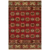 White Area Rug - Loon Peak® Grassy Ridge Southwestern Hand-Knotted Wool Rust Area Rug Wool in White, Size 36.0 W x 0.5 D in | Wayfair