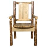Loon Peak® Rivas Solid Wood Slat Back Arm Chair in Brown Wood in Brown/Green, Size 38.0 H x 18.0 W x 19.0 D in | Wayfair LOPK7965 43886137