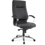 Lorell Genuine Leather Executive Chair Upholstered/Metal in Black/Gray, Size 47.0 H x 27.6 W x 27.6 D in | Wayfair 66922
