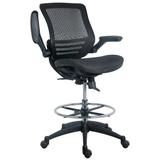 Latitude Run® Clementina Mid-Back Mesh Drafting Chair Upholstered/Mesh, Wood in Black, Size 48.5 H x 26.0 W x 26.0 D in | Wayfair LTDR2599 44407236