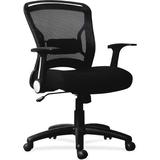 Lorell Flipper Arm Mesh Task Chair Wood/Upholstered/Mesh in Black/Brown, Size 27.8 W x 28.0 D in | Wayfair 59519
