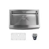 Miseno Stainless Steel 33" L x 21" W Farmhouse Kitchen Sink w/ Apron Front Stainless Steel in Gray, Size 10.0 H x 32.875 W x 20.75 D in | Wayfair