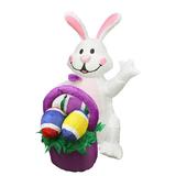 Northlight Seasonal 4' Inflatable Lighted Easter Bunny w/ Basket Outdoor Decoration Polyester in Indigo/White, Size 48.0 H x 29.0 W x 27.0 D in