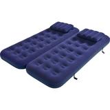 Northlight Seasonal 6.25' Navy 3 in 1 Inflatable Flocked Air Mattress w/ Pillows in Blue, Size 75.0 H x 29.0 W x 9.0 D in | Wayfair