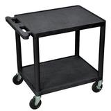 Offex 2 Shelf Utility Cart Plastic in Black, Size 26.0 H x 24.0 W x 18.0 D in | Wayfair OF-LP26E-B