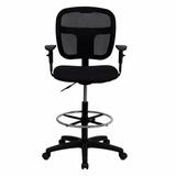 Offex Mid-Back Ergonomic Drafting Chair Upholstered in Black, Size 47.5 H x 25.25 W x 24.5 D in | Wayfair OF-WL-A7671SYG-BK-AD-GG