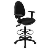 Offex Mid-Back Drafting Chair Upholstered in Black, Size 47.5 H x 22.0 W x 22.0 D in | Wayfair OF-WL-A654MG-BK-AD-GG
