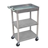 Offex Tub Top & Flat Middle-Bottom Shelf Utility Cart Plastic in Gray, Size 37.5 H x 24.0 W x 18.0 D in | Wayfair OF-STC122-G
