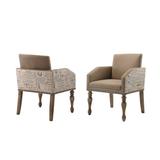 One Allium Way® Dasher Script Set of 2 Printed Upholstered Dining Chair Upholstered/Fabric in Brown, Size 34.0 H x 25.25 W x 25.37 D in | Wayfair