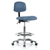 Perch Chairs & Stools Low-Back Drafting Chair Aluminum/Upholstered in Gray/Blue/Black, Size 33.5 H x 24.0 W x 24.0 D in | Wayfair LBLNC3-BNEF