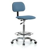 Perch Chairs & Stools Low-Back Vinyl Drafting Chair Aluminum/Upholstered in Blue/Black, Size 34.25 H x 24.0 W x 24.0 D in | Wayfair LBBAC3-BCO