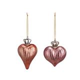 Rosdorf Park Rose Crowned Heart 2 Piece Set Holiday Shaped Ornament Glass in Pink/Red, Size 5.0 H x 3.5 W x 2.0 D in | Wayfair ROSP5687 43339629