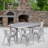 17 Stories Fuad 7 Piece Dining Set Metal in Gray, Size 29.5 H x 31.5 W x 63.0 D in | Wayfair STSS6816 43608926