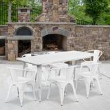 17 Stories Fuad 7 Piece Dining Set Metal in White, Size 29.5 H x 31.5 W x 63.0 D in | Wayfair STSS6816 43608927