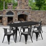 17 Stories Fuad 7 Piece Dining Set Metal in Black, Size 29.5 H x 31.5 W x 63.0 D in | Wayfair STSS6816 43608921