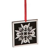 The Holiday Aisle® 5" Country Rustic Style Glittered Snowflake Christmas Photo Ornament Wood in Black/Brown/White, Size 5.0 H x 5.0 W x 1.0 D in