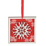 The Holiday Aisle® 5" Alpine Chic Country Rustic Style Red & White Glittered Snowflake Framed Christmas Ornament Wood in Brown/Red | Wayfair