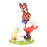 The Holiday Aisle® Dregeno Easter Rabbit w/ a Chick Wood in Brown/Green/Yellow, Size 3.5 H x 2.25 W x 2.0 D in | Wayfair THLA6097 40242967