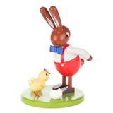 The Holiday Aisle® Dregeno Easter Rabbit w/ Chick Wood in Brown/Green/Red, Size 6.75 H x 5.5 W x 4.5 D in | Wayfair THLA6235 40243106