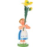 The Holiday Aisle® Dregeno Easter Blue Flower Girl Figurine Wood in Blue/Brown/Green, Size 4.5 H x 1.25 W x 1.25 D in | Wayfair THLA6607 40243497