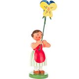 The Holiday Aisle® Dregeno Easter Butterfly Flower Girl Figurine Wood in Brown/Green/Red, Size 4.5 H x 1.25 W x 1.25 D in | Wayfair